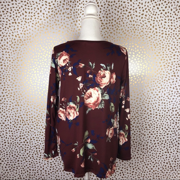 Viamor Floral Twist Knot Detail Long Sleeve Top - Picture 4 of 8